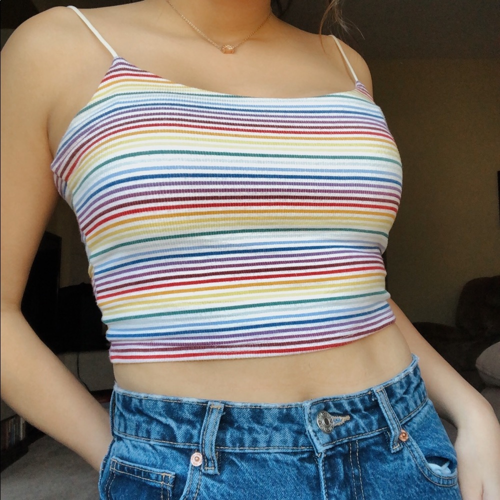 PacSun Basics Rainbow Cropped Camisole - Size Med
